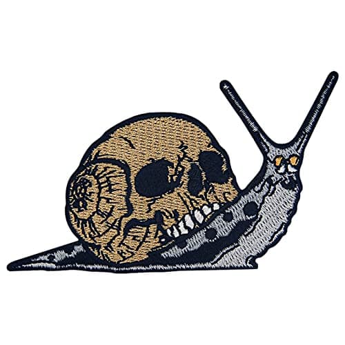 Image of Skull Snail Patch Embroidered Applique Badge Iron On Sew On Emblem