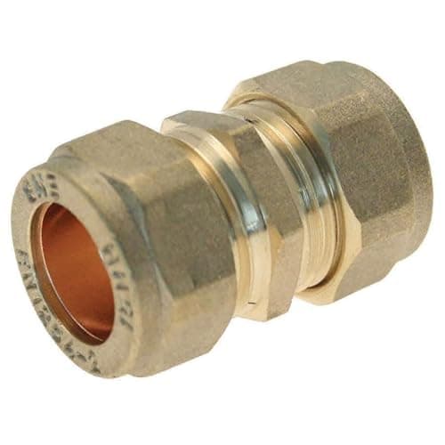 Image of 22mm Straight Coupling Brass Compression Fittings WRAS Approved