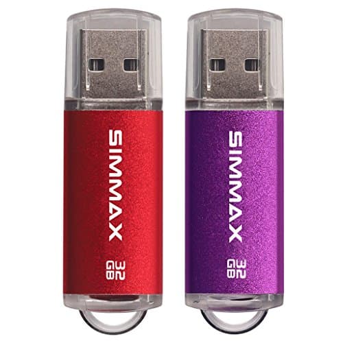 Image of Memory Stick 2 Pack 32GB USB 2.0 Flash Drives Thumb Drive Pen Drive by SIMMAX (32GB Red Purple)