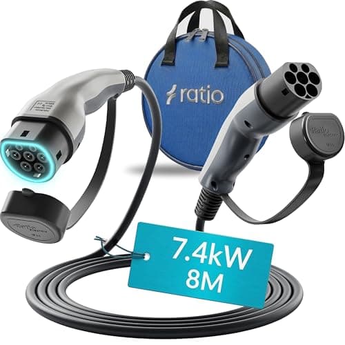 Image of Type 2 EV Charging Cable 7.4kW | 32A | 8M | 1-Phase | Mode 3 | 8 Metre Type 2 to Type 2 Charging Cable 7kW Electric Car Charger, Fast EV Vehicle Charger - Made in Holland – With Storage Bag