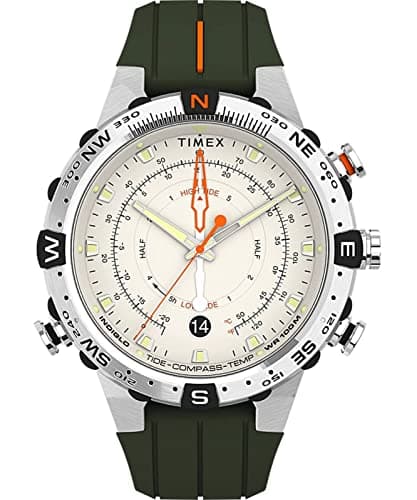 Image of Timex Men's Expedition Tide-Temp-Compass 45 mm Watch - Green Silicone Strap and Cream Dial TW2V22200