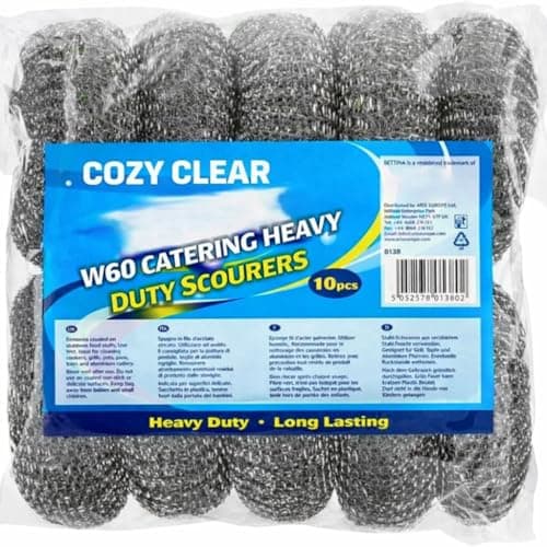 Image of 10x Pack Large Galvanised Steel Heavy Duty Scourers for Catering Cleaning Supplies - Especially for Tough Cleaning