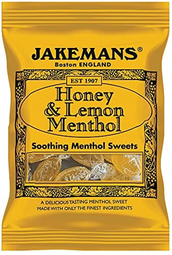 Image of Jakemans Honey & Lemon Flavour 100g Bags - Pack of 10 - Soothing menthol sweets - Suitable for vegetarians