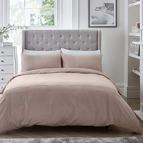 Image of Serene Amalfi-Easy Care Pintuck Duvet Cover Set, Polycotton, Blush, Single