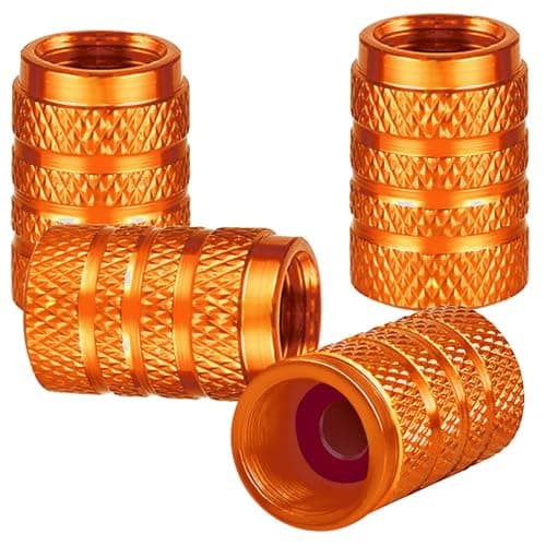Image of 4 Pcs Tyre Valve Caps Aluminium for VW T6 Transporter, Knurled Grip Wheel Stem Covers Airtight Dust Protection Car Accessories,orange