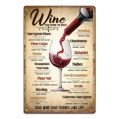 Image of SUPERDANT Wines Metal Signs Wines from Around the World Tin Signs Good Wine Good Friend Funny Sign and Plaque Bar Sign Iron Poster Art for Man Cave Bar Kitchen Cafes Decor