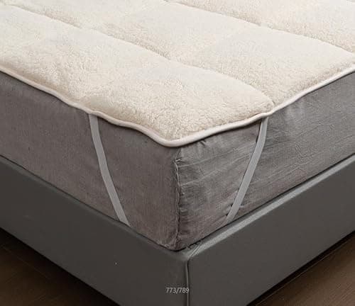Image of MH Home Teddy Fleece Mattress Topper Extra Soft Plush Bed Topper Warm & Cosy Mattress Protector (Single)