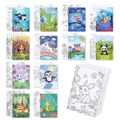 Image of BNG 12 Packs Animal Pre Drawn Canvas to Paint, Animals Pre Printed Canva for Painting, Pre Stretched Canvas Outline Painting Boards for Beginners, Students, Party Favors(5 * 7in)