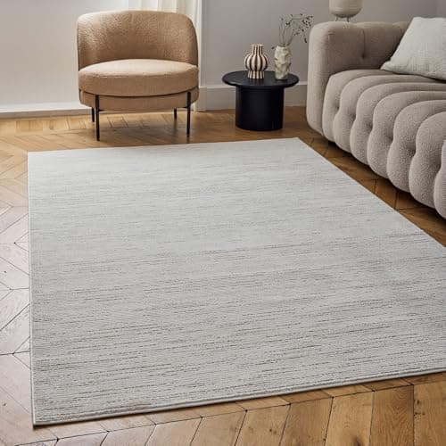 Image of THE RUGS Carmel Modern Area Rug - Stain-Resistant, Non-Shedding, Durable Rugs for Living Room and Bedroom [ Striped Beige, 160x230 cm ]