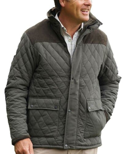 Image of Champion Mens Lewis Country Estate Quilted Fleece Coat - Olive - Medium