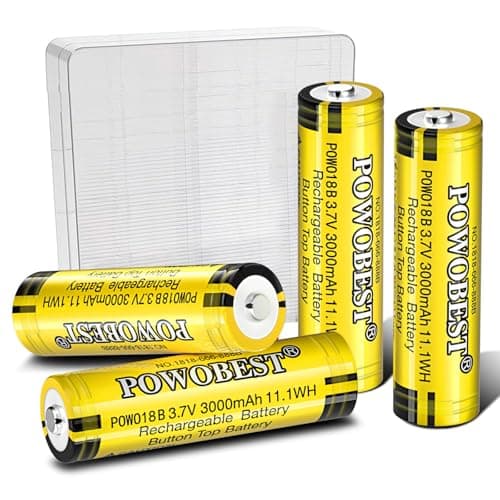 Image of 3000 mAh 3.7V Rechargeable NiMH Battery,POWO18B Button Top NiMH Battery with Protection Box,NO.:1818-666-888B,for Camera,Small Fan,LED Headlamp,Product Patent Number: 6319876 (4 Pack)