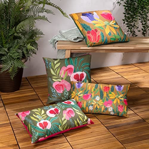 Image of furn. Wylder Nature House of Bloom Poppy Outdoor Polyester Filled Cushion - Twin Pack
