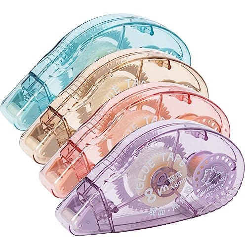 Image of Glue Roller, 4 Pack Double Sided Tape Dispenser, Scrapbooking Supplies, Glue Tape Roller for School Home Office Crafting, Cards, Journal and Scrapbook Accessories (0.31in X 26.25ft)