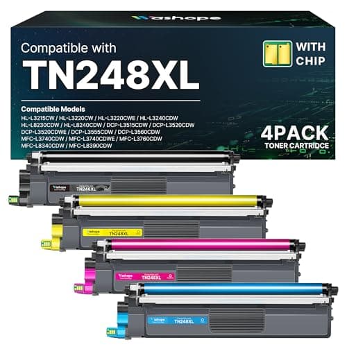Image of TN248XL TN248 Toner Cartridge Compatible with Brother TN-248C TN-248M TN-248Y TN-248BK for Brother HL-L3220CWE DCP-L3520CDWE MFC-L8390CDW MFC-L8340CDW HL-L8230CDW HL-L8240CDW MFC-L3740CDWE (4 Pack)