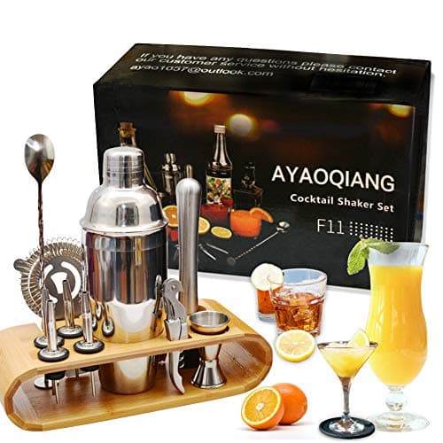Image of AYAOQIANG Cocktail Making Set, Cocktail Shaker Set with Stand, 750ml Stainless Steel Shaker for Cocktail, Home Bar Cocktail Tool Set for Bartender,Gift for Men Birthday,Thanksgiving,Christmas