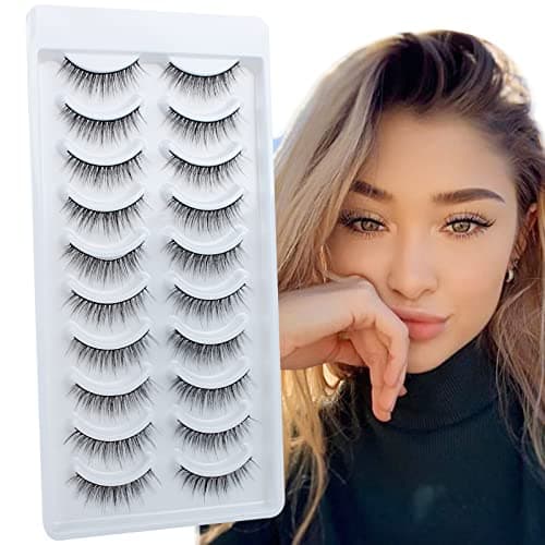 Image of Glowingwin Wispy Lashes - Natural Look 3D Mink Lashes, Handmade, Fluffy, Lightweight, Short, 10 Pairs, Light Volume, Fake Eyelashes