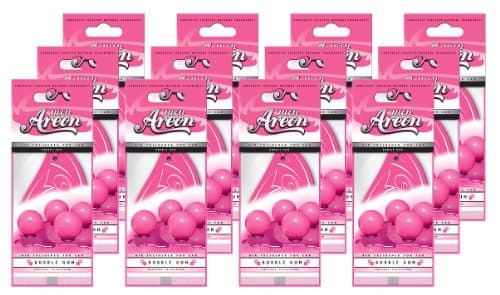 Image of Areon Mon Car Air Freshener Bubble Gum Pink Hanging Scent 2D Paper Set Multi Pack of 12