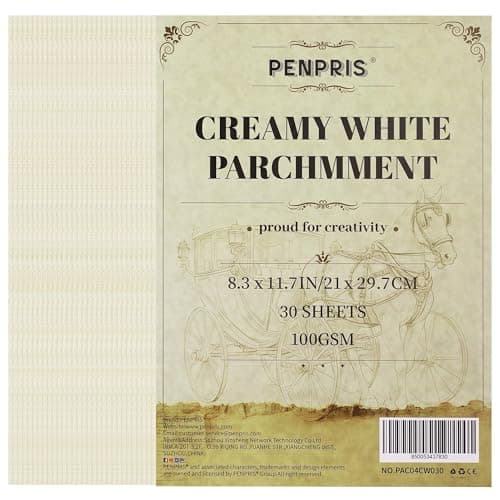 Image of 30 Sheets Parchment Paper - Creamy White 21 * 29.7CM A4 Size Parchment Card Stock 100gsm Vintage Paper for Certificate, Crafts, Business Cards, Invitations PAC04CW030
