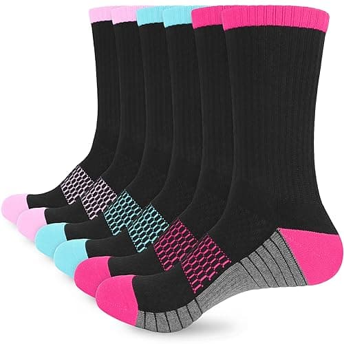Image of ouhos Women Ladies Work Walking Thermal Winter Socks, Black Anti Blister Hiking Sports Cosy Cotton Socks for Womens Size 4-7 Multipack, Cushioned Thick Warm Support Crew Socks 3 Pairs