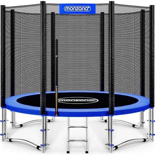 Image of MONZANA® 10ft Trampoline Outdoor Set with Safety Net Ladder Heavy Duty Frame Cover Spring Tool for Kids Adults Garden Fitness Play Equipment Trampoline