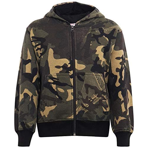 Image of A2Z 4 Kids Girls Boys Classic Plain Tie Dye Print Full Zip Up Hooded Zipper Top Jacket - Zipper Camo Green 9-10
