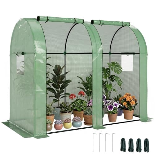 Image of Outsunny Tomato Greenhouse, Garden Growhouse with 2 Roll-up Doors and 4 Mesh Windows, Portable Indoor Outdoor Green House, 185 x 94 x 150cm, Green