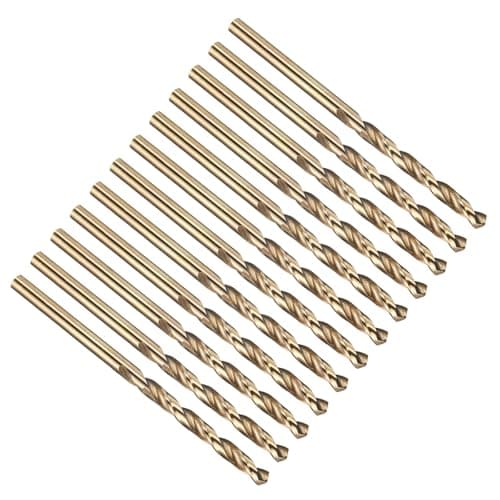 Image of PATIKIL 3.6mm Drill Bit 9/64", Jobber Straight Shank M2 High-Speed Steel 135° Gold Finish for Stainless Steel Hard Metal - 12 Pack