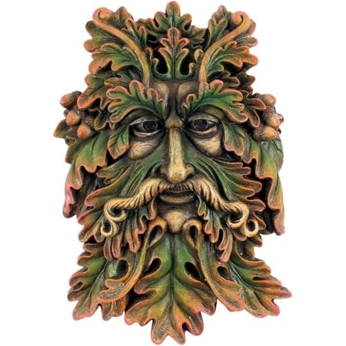 Image of Green Man Wall Plaque – Wildwood Sage - Celtic Tree Spirit Sculpture | Garden Wall Art Ornament for Home or Outdoors
