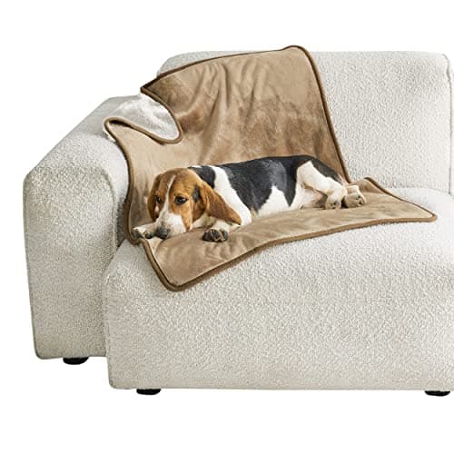 Image of LE SURE Waterproof Dog Blanket Washable - 100x80cm Fleece Pet Blanket For Medium Dogs and Cats, Personalised Kitten Throw Protects Bed and Sofa with Soft Plush, Camel