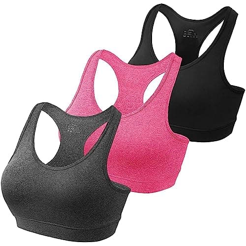 Image of HBselect 3 Pack Comfort Racer Back Sports Bras for Women UK with Removable Pads, Wireless Seamless Plus Size Sleep Bras for Girls in Yoga Bralette Running Leisure Crop Gym Stretch Tops Vest