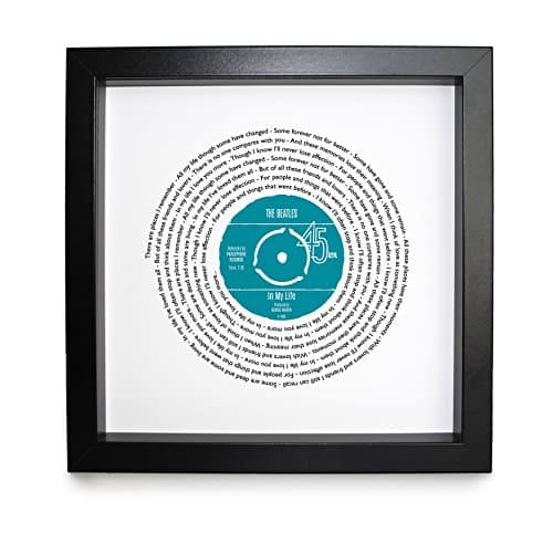 Image of Personalised Vinyl Record Song Lyrics Print - Thoughtful Wedding, Anniversary, Valentines, Christmas or Birthday Gift (The Beatles - In My Life)