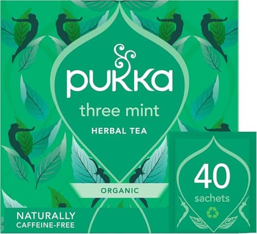 Image of Pukka Herbs Three Mint Organic Herbal Tea Box - 40 Plant Based Biodegradable drink - Tea Infusion With Spearmint, Peppermint, Fieldmint - For Digestion - Sleep - Caffeine Free