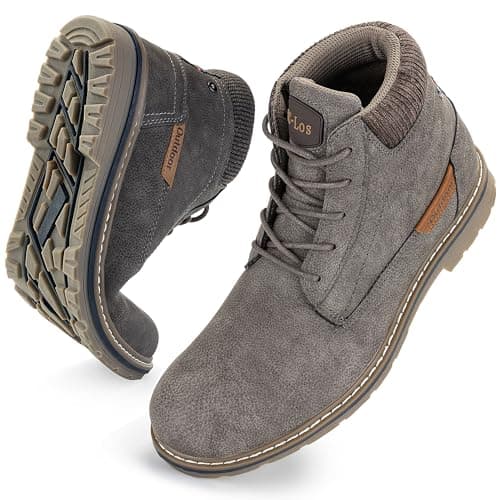 Image of CC-Los Men's Hiking Boots Casual Chukka Boots Water-Resistant Work Ankle Boots for Men Size 8-14 Grey