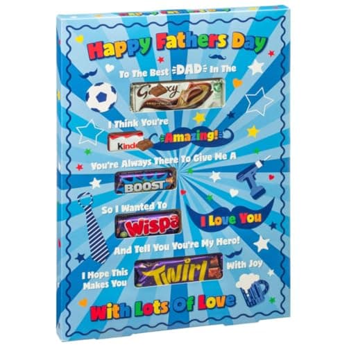 Image of Fathers Day Gift for Dad - Chocolate Gift Card Hamper 161g - Assorted Chocolate Bar Selection Gift for Dad - Novelty Sweet Treat Gift Box