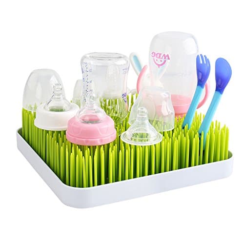 Image of Baby Bottle Green Grass Countertop Drying Rack, Premium Lawn Drying Rack Kitchen Countertop Dish Drainer Dryer Mat for Baby Bottles, Dishes and Accessories