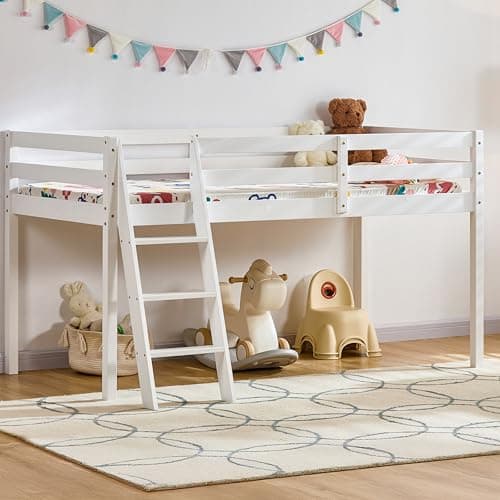 Image of Vida Designs Sydney High Sleeper Cabin Bunk Bed With Ladder, Solid Pine Wood Frame, Kids Children, Single 3 Foot, White
