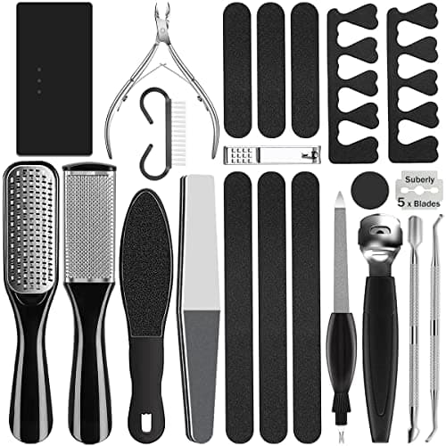 Image of Pedicure Kit 26 in 1 Professional Pedicure Supplies Tools Set Stainless Steel Foot Care Kit Foot Scrubber File Scraper Grater Rasp Dead Skin Remover Callus Remover Shaver for Feet Women Mother’S Day