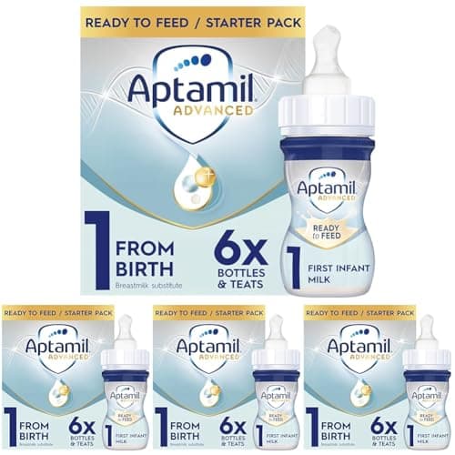 Image of Aptamil Advanced 1 First Baby Milk Formula Starter Pack Ready to Use Liquid, from Birth, 6x70 ml (Pack of 4)