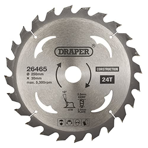 Image of Draper 26465 TCT Construction Circular Saw Blade, 250 x 30mm, 24T