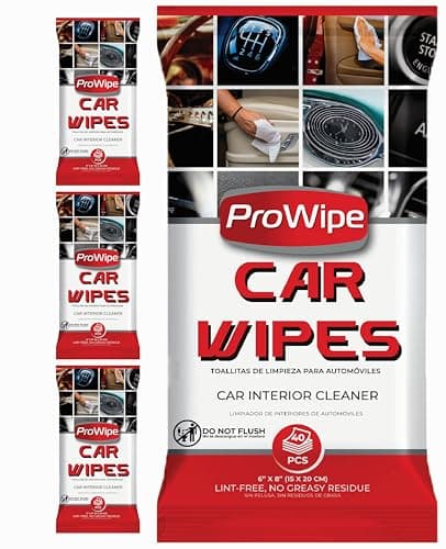 Image of ProWipe Car Interior Cleaning Wipes - Residue-Free, Streak & Scratch Free Dash Cleaner - All Around Car Cleaning Pads for Dashboard and Upholstery - 4 Packs (40 Count Each, Total 160)