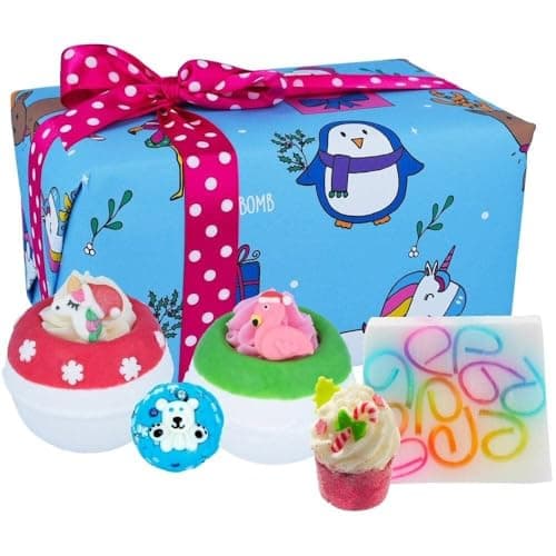 Image of Bomb Cosmetics Crazy Christmas Wrapped Bath & Body Gift Pack, Festive Animal Themed, Contains 5-Pieces, 500g