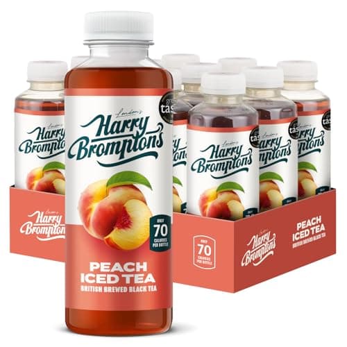 Image of Harry Brompton's London Ice Tea. Made with Real Black Tea and Peach Juice. 70 Calories, No Artificial Sweeteners, Antioxidant-Rich and High in Vitamin C. 500ml (Pack of 12).
