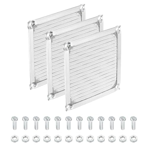 Image of PATIKIL 92mm Computer Fan Filter Grill with Screws, 3 Pack Aluminum Frame with Stainless Steel Mesh Dustproof Case Cover for Computer, Ventilator, Silver Tone