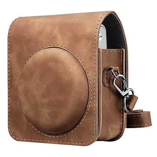 Image of FINTIE Protective Case for Fujifilm Instax Mini 90 Neo Classic Instant Film Camera - Premium Vegan Leather Bag Cover with Removable Strap, Rustic Brown