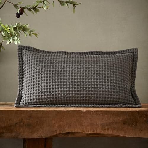 Image of Pineapple Elephant Jaipur Chunky Waffle Cotton 30x50cm Cushion Grey