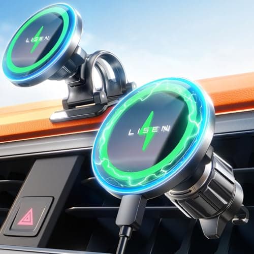 Image of LISEN for Wireless Magsafe Car Mount Charger [15W Top Charge] Car Phone Holder Wireless Charger for iPhone 17 Pro Max Magnetic Phone Holder Cars for iPhone 17 Pro Max Air 16 15 14 Magsafe Accessories