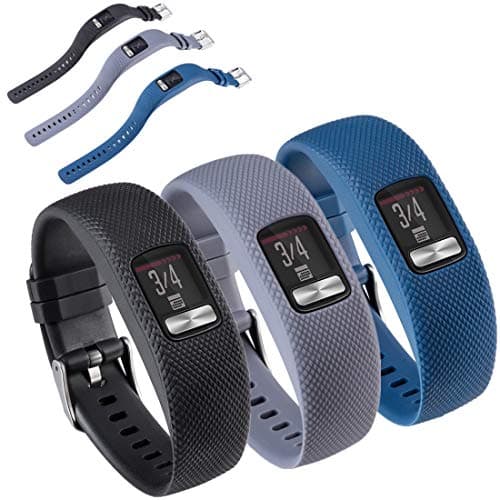 Image of Huwokxix Watch Strap Compatible with Garmin vivofit 4,Adjustable Silicone Sports Strap Replacement Band for Garmin vivofit 4 (Black+gray+dark blue, S)