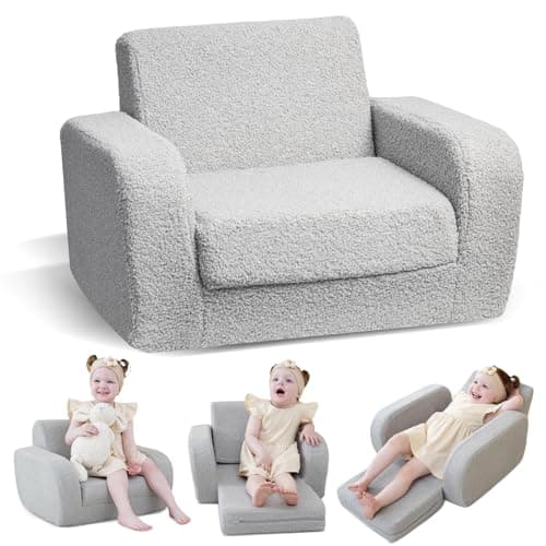 Image of KidBloom 3 in 1 Children's Chair in Sherpa Fabric, Children's Furniture for Boys and Girls