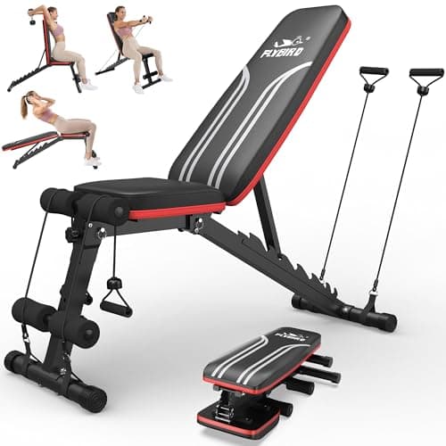 Image of FLYBIRD Adjustable Bench, Utility Weight Bench with 8-Position Adjustable Backrest/3-Position Adjustable Footrest, 318 kg Weight Capacity, Foldable Workout Bench with 90° Angle for Home Gym