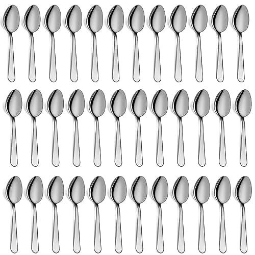 Image of Spoon Set, Pleafind 36-Piece Stainless Steel Dessert Spoons Dining Spoons, Mirror Polishing Cutlery Spoons Set, Dishwasher Safe (6.7 inches, 17cm)